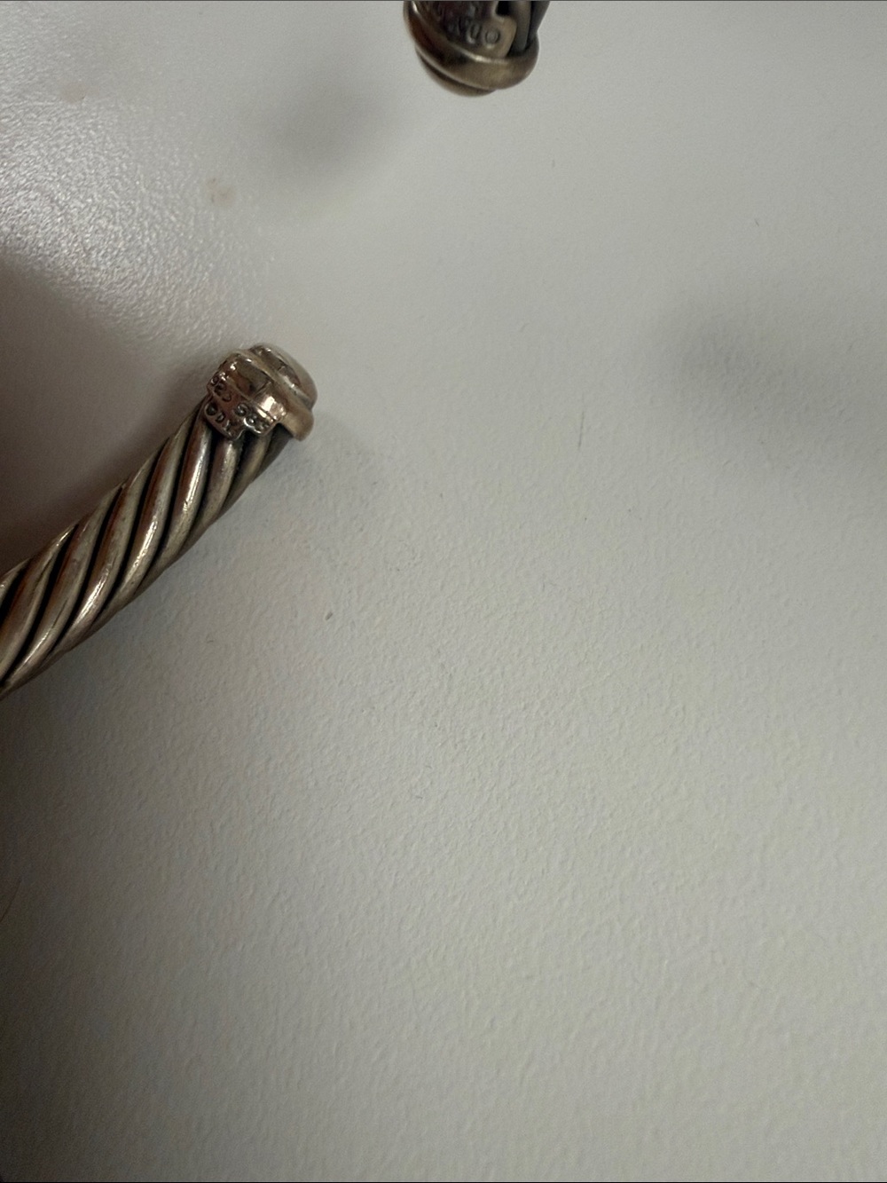 David Yurman Silver Cable Cuff Bracelet with Gold X Accent - Picture 7 of 7